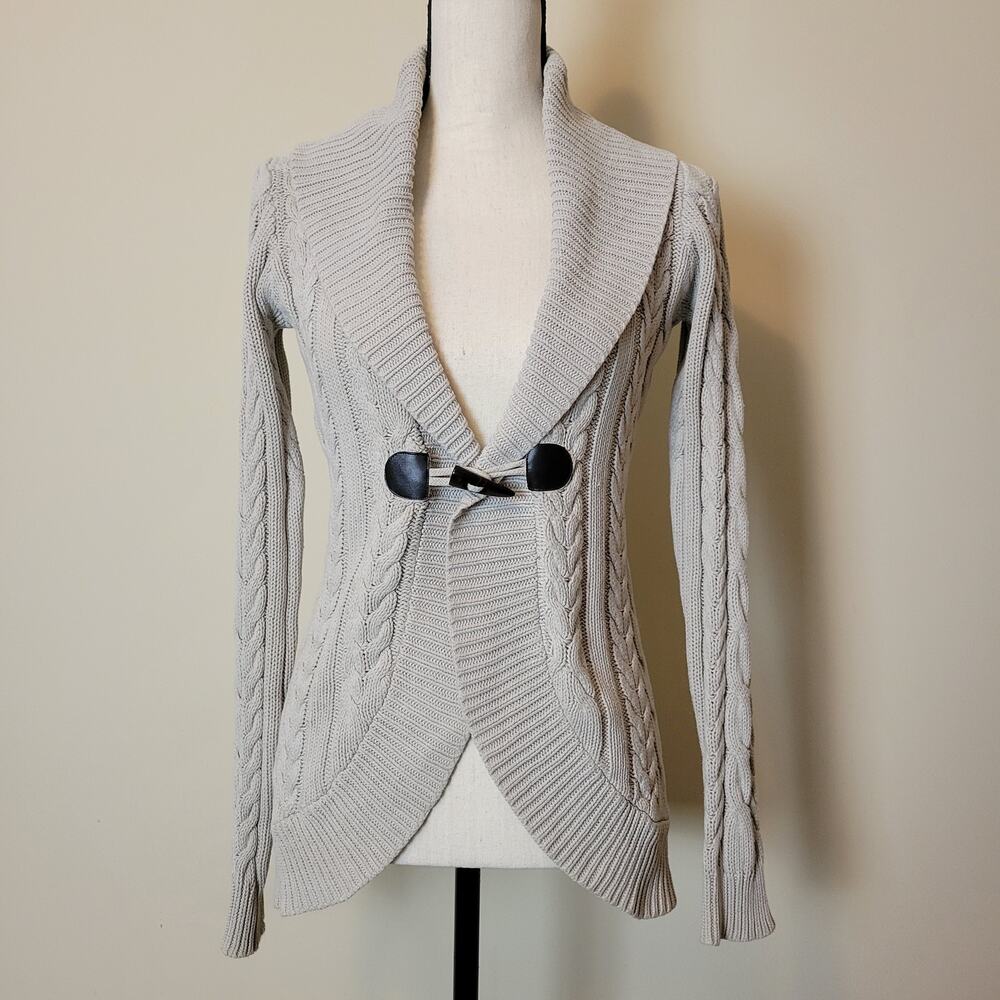Fenn Wright Manson Size S Cable Fisherman Knit Shawl Collar Cardigan Sweater